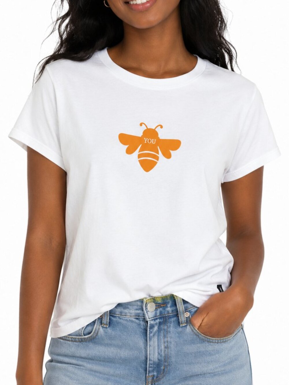 Prana White w/ Orange Bee You Graphic Short Sleeve T-Shirt